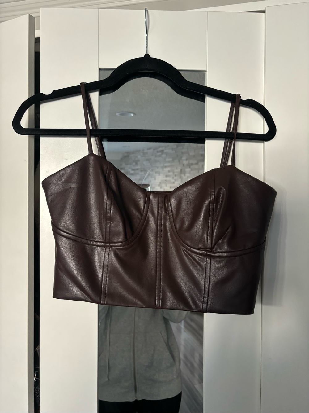 NWOT - Express Faux Leather Brown Bustier